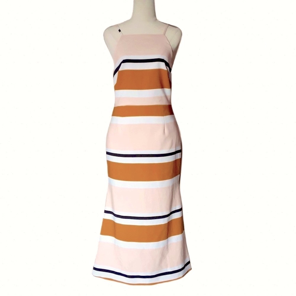 PASDUCHAS Striped Fit and Flared Midi Dress - Picture 1 of 9